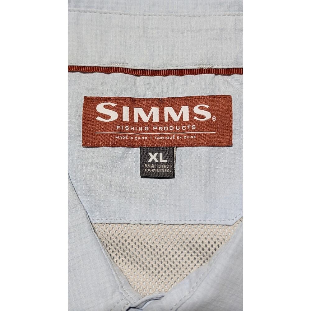 Simms Fishing Products Shirt XL Light Blue Long Sleeve Vented Button Up Outdoor - Picture 8 of 12